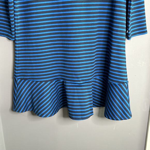 Draper James Blue and Black Striped Long Sleeve Ruffle Hem Dress Size XS - Picture 3 of 9